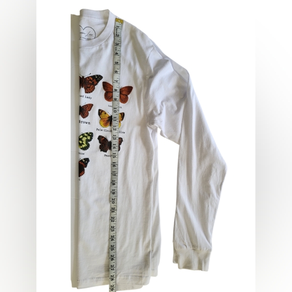 ObsessiveLove White Butterfly print Long sleeve Top. Size S. - Picture 5 of 6